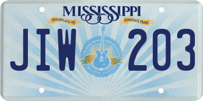 MS license plate JIW203