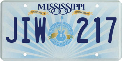 MS license plate JIW217