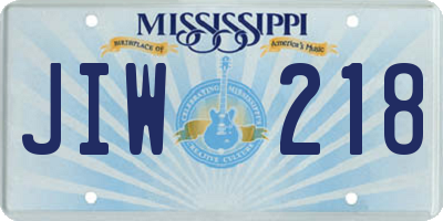 MS license plate JIW218
