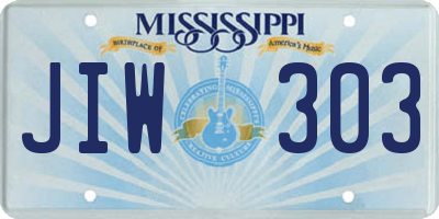 MS license plate JIW303
