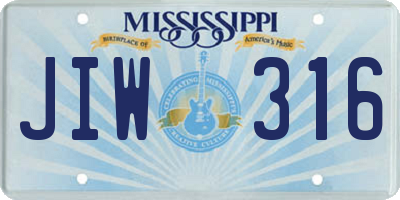 MS license plate JIW316