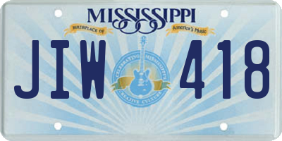 MS license plate JIW418