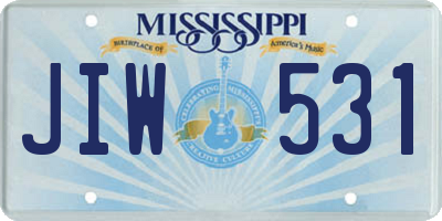 MS license plate JIW531