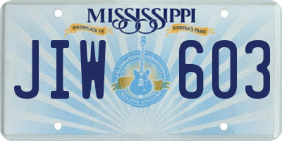 MS license plate JIW603
