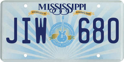 MS license plate JIW680