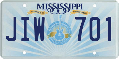 MS license plate JIW701
