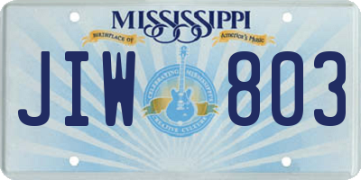 MS license plate JIW803