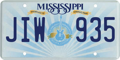 MS license plate JIW935