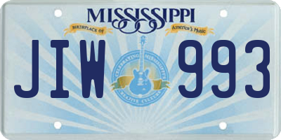 MS license plate JIW993