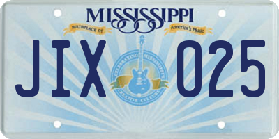 MS license plate JIX025