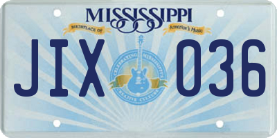 MS license plate JIX036