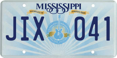 MS license plate JIX041