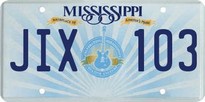 MS license plate JIX103