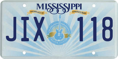 MS license plate JIX118