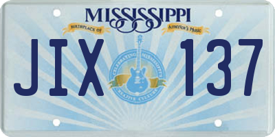 MS license plate JIX137