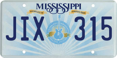 MS license plate JIX315