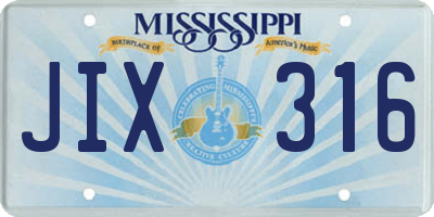 MS license plate JIX316