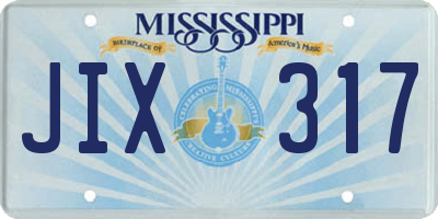 MS license plate JIX317