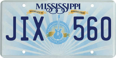 MS license plate JIX560