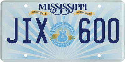 MS license plate JIX600