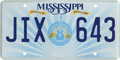 MS license plate JIX643