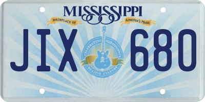 MS license plate JIX680