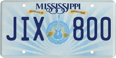 MS license plate JIX800