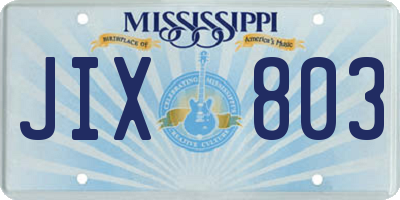 MS license plate JIX803