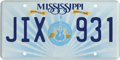 MS license plate JIX931
