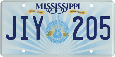 MS license plate JIY205