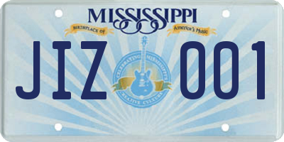 MS license plate JIZ001