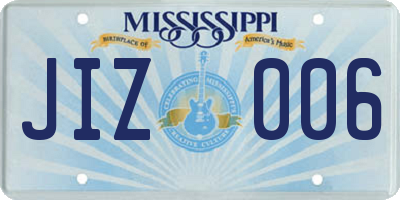 MS license plate JIZ006