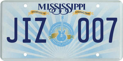 MS license plate JIZ007