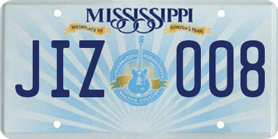 MS license plate JIZ008