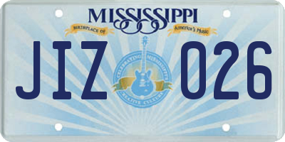 MS license plate JIZ026