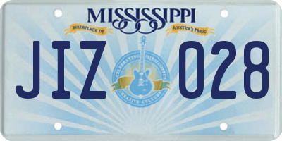 MS license plate JIZ028
