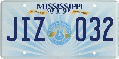 MS license plate JIZ032