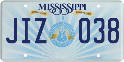 MS license plate JIZ038