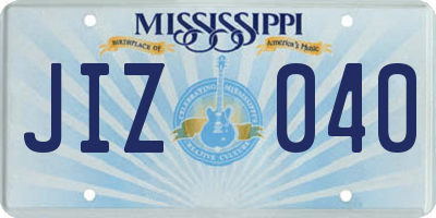 MS license plate JIZ040