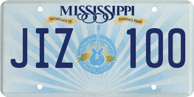 MS license plate JIZ100