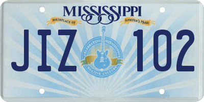 MS license plate JIZ102