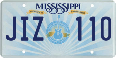 MS license plate JIZ110