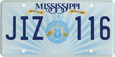 MS license plate JIZ116