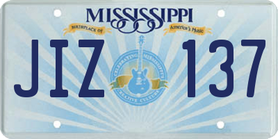 MS license plate JIZ137