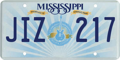 MS license plate JIZ217