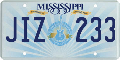 MS license plate JIZ233
