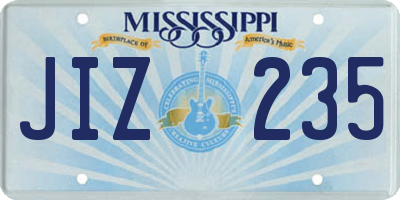 MS license plate JIZ235