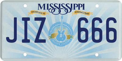 MS license plate JIZ666