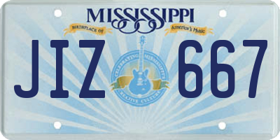 MS license plate JIZ667
