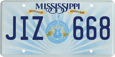 MS license plate JIZ668